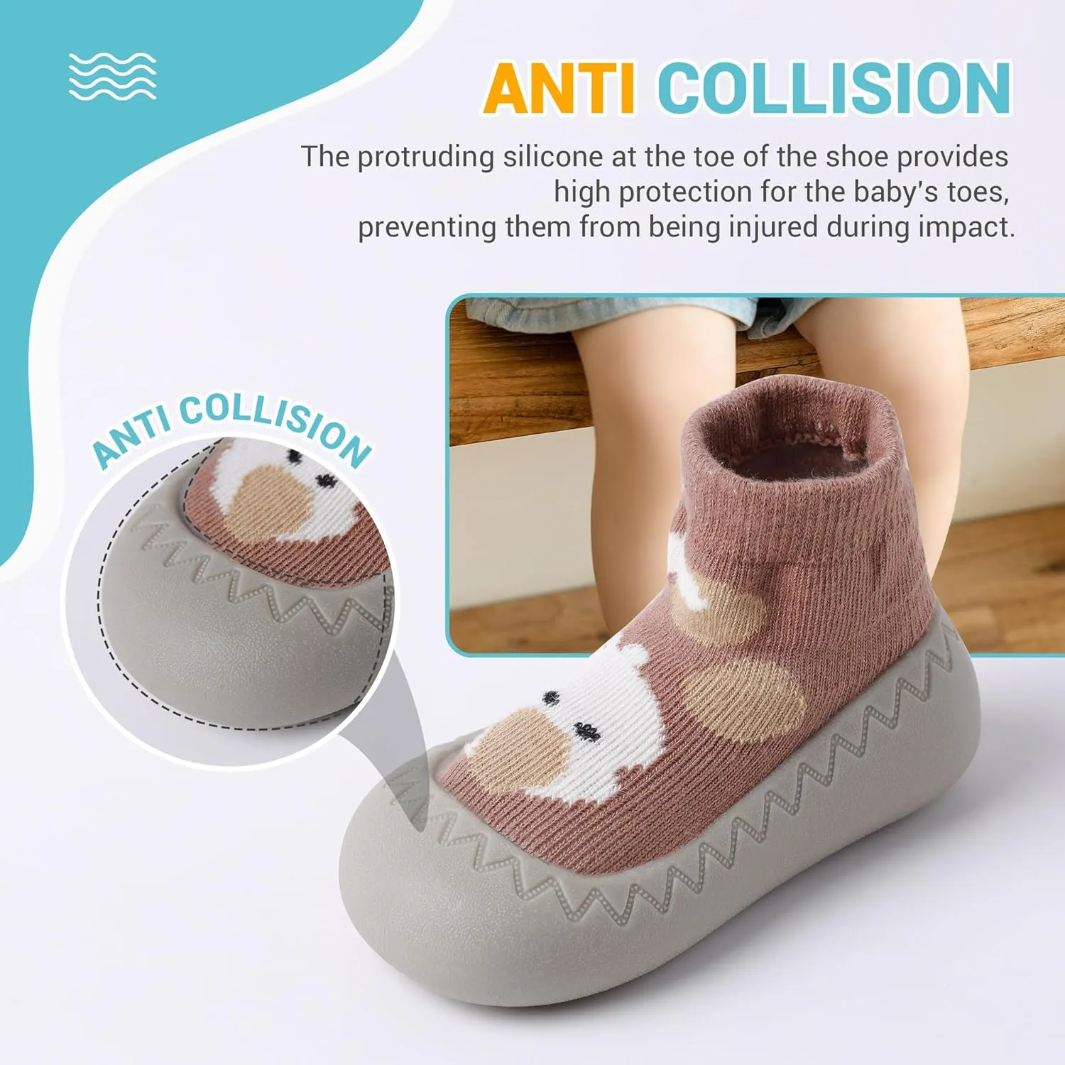 XQ&XG Baby Shoes Infant First Walker Shoes Infant Floor Shoes Indoor Outdoor Non Slip Soft Rubber Sole Breathable Slippers Unisex Sock Shoes Baby Boys Girls Cartoon Slip On Sneakers