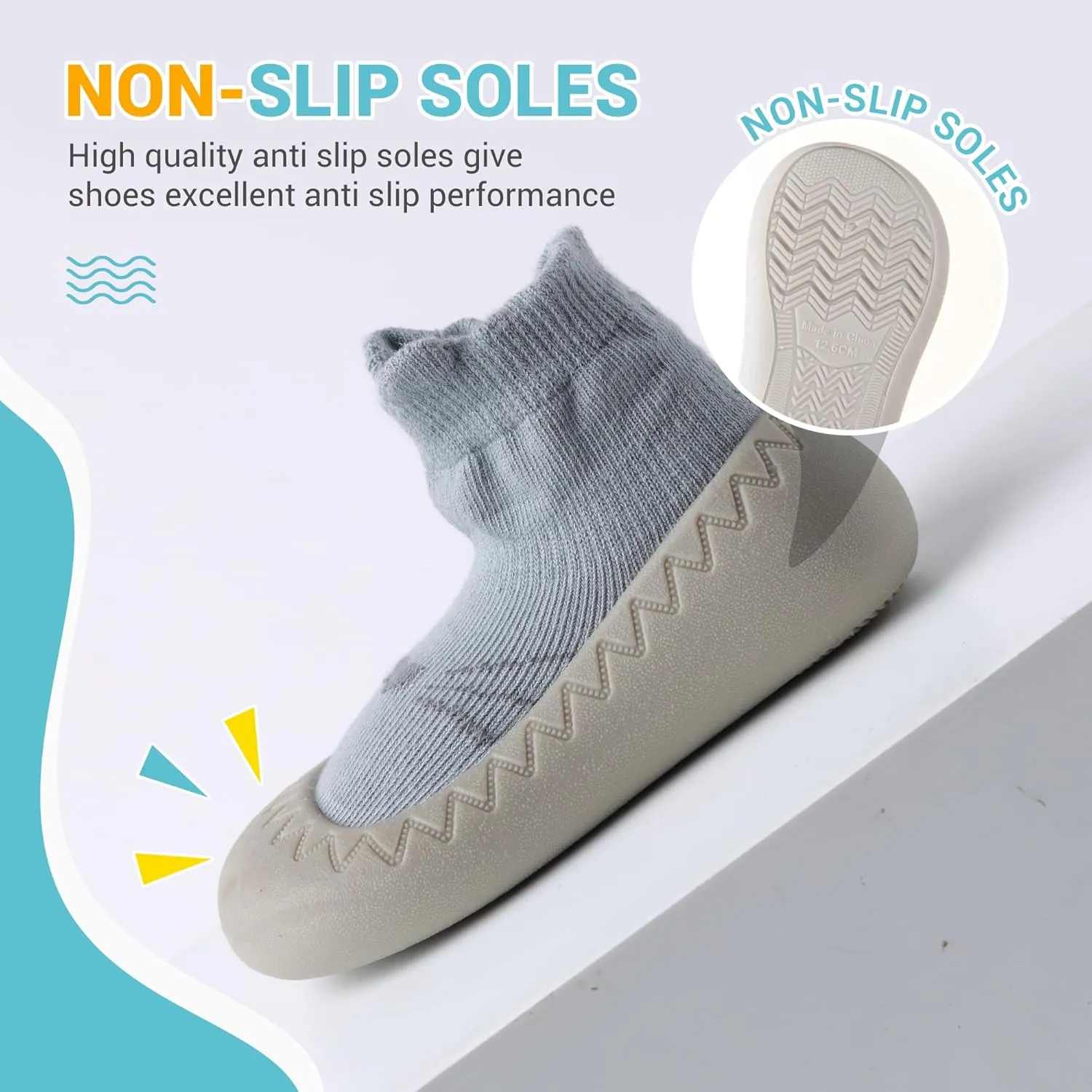 XQ&XG Baby Shoes Infant First Walker Shoes Infant Floor Shoes Indoor Outdoor Non Slip Soft Rubber Sole Breathable Slippers Unisex Sock Shoes Baby Boys Girls Cartoon Slip On Sneakers