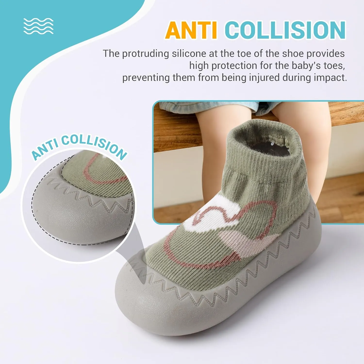 XQ&XG Baby Shoes Infant First Walker Shoes Infant Floor Shoes Indoor Outdoor Non Slip Soft Rubber Sole Breathable Slippers Unisex Sock Shoes Baby Boys Girls Cartoon Slip On Sneakers