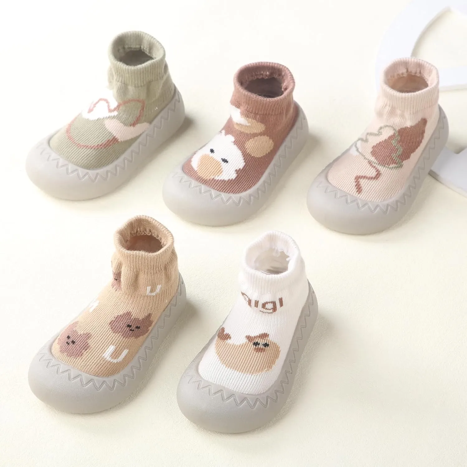 XQ&XG Baby Shoes Infant First Walker Shoes Infant Floor Shoes Indoor Outdoor Non Slip Soft Rubber Sole Breathable Slippers Unisex Sock Shoes Baby Boys Girls Cartoon Slip On Sneakers