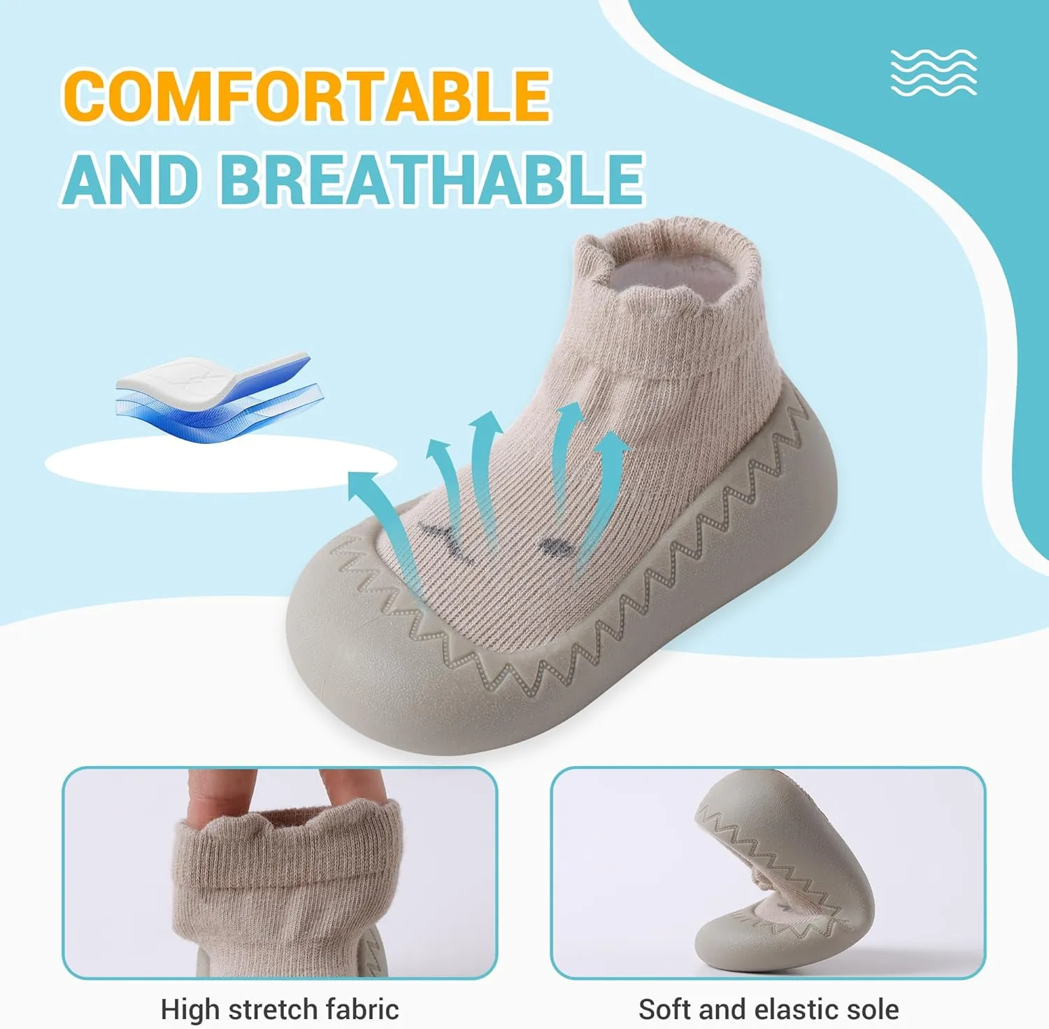 XQ&XG Baby Shoes Infant First Walker Shoes Infant Floor Shoes Indoor Outdoor Non Slip Soft Rubber Sole Breathable Slippers Unisex Sock Shoes Baby Boys Girls Cartoon Slip On Sneakers
