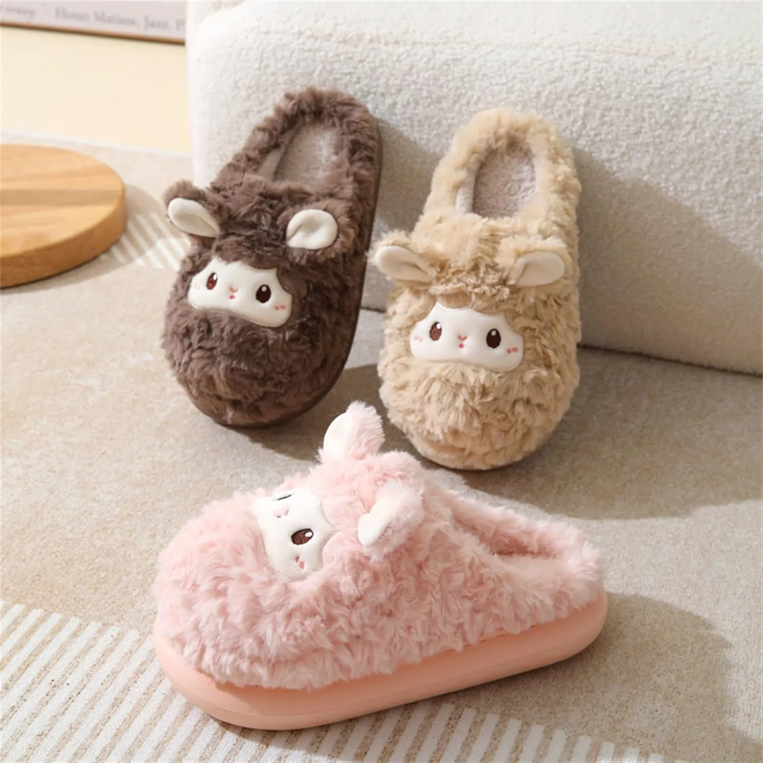 YILANLAN Animal Slippers for Women - Cute Sheep Cozy Winter Plush Soft Adult Home Cotton Slippers