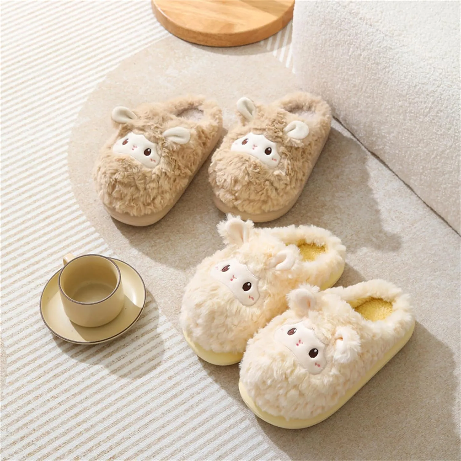 YILANLAN Animal Slippers for Women - Cute Sheep Cozy Winter Plush Soft Adult Home Cotton Slippers