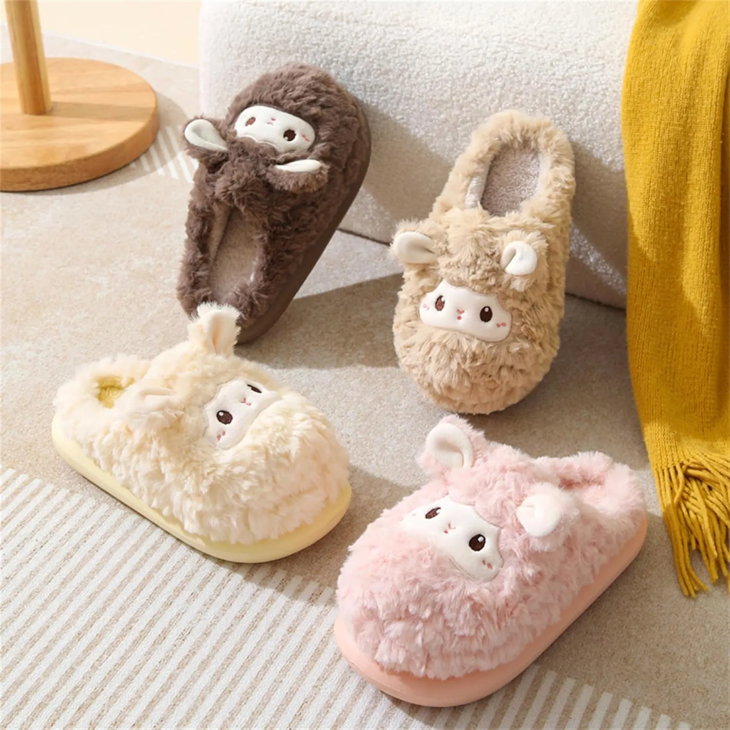 YILANLAN Animal Slippers for Women - Cute Sheep Cozy Winter Plush Soft Adult Home Cotton Slippers