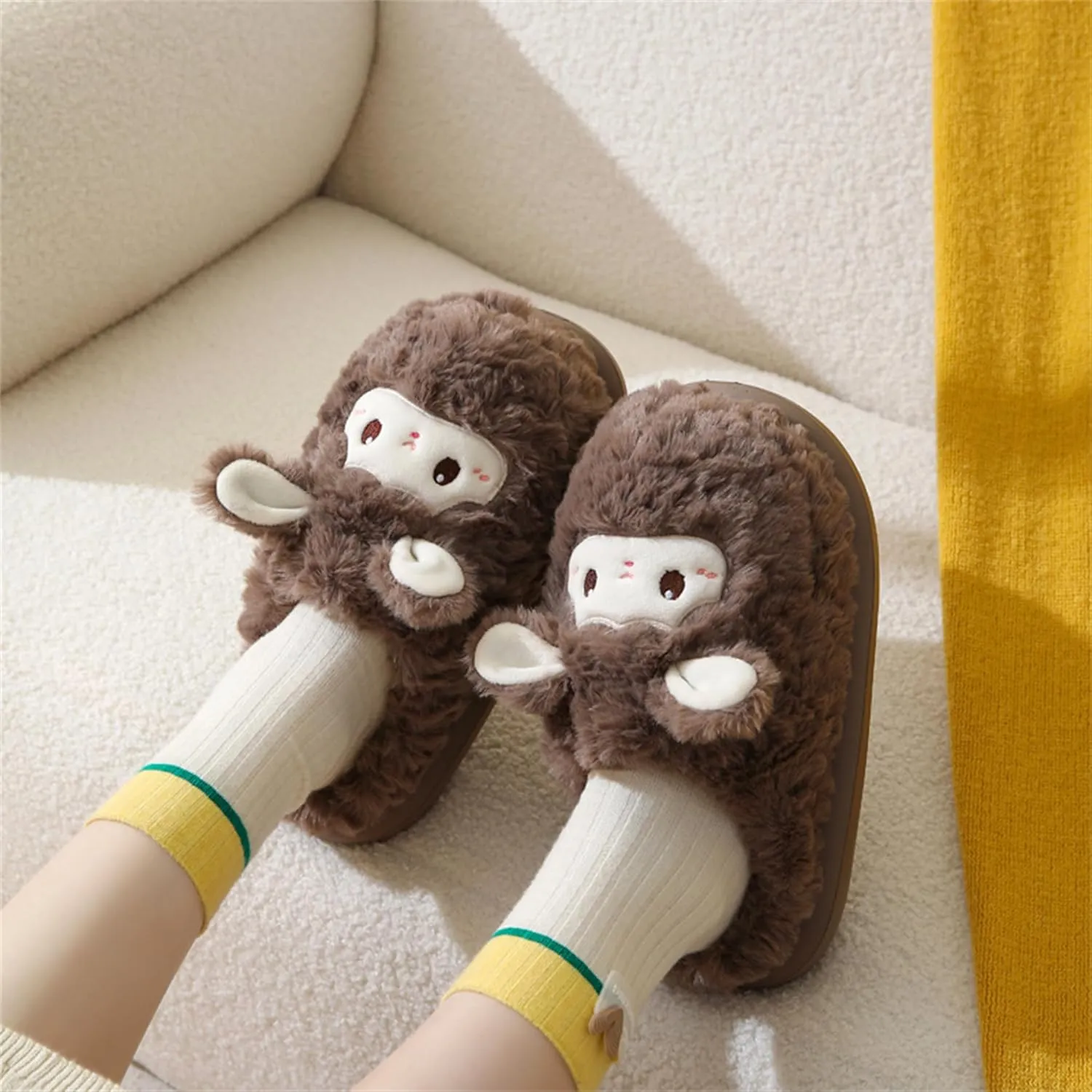YILANLAN Animal Slippers for Women - Cute Sheep Cozy Winter Plush Soft Adult Home Cotton Slippers