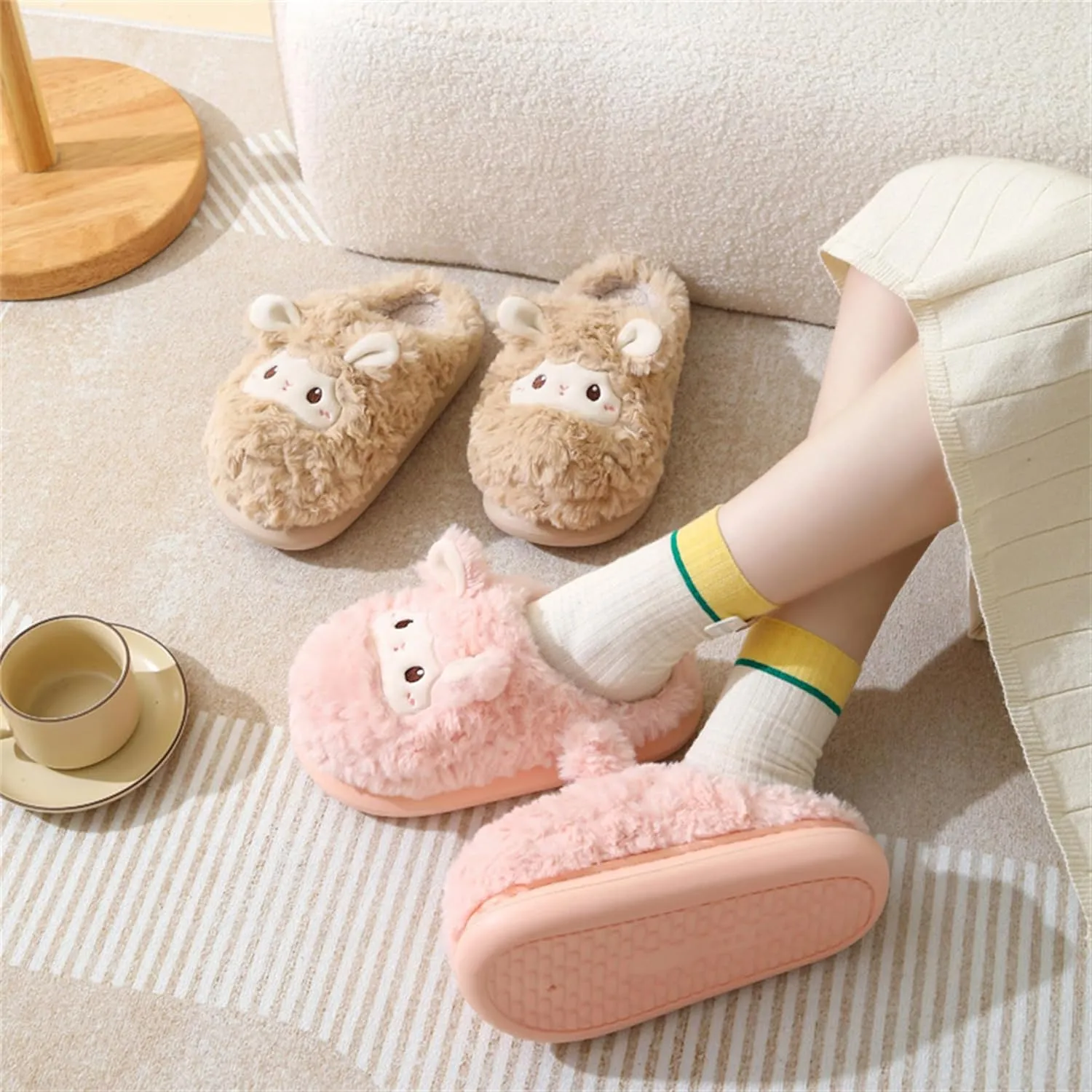 YILANLAN Animal Slippers for Women - Cute Sheep Cozy Winter Plush Soft Adult Home Cotton Slippers