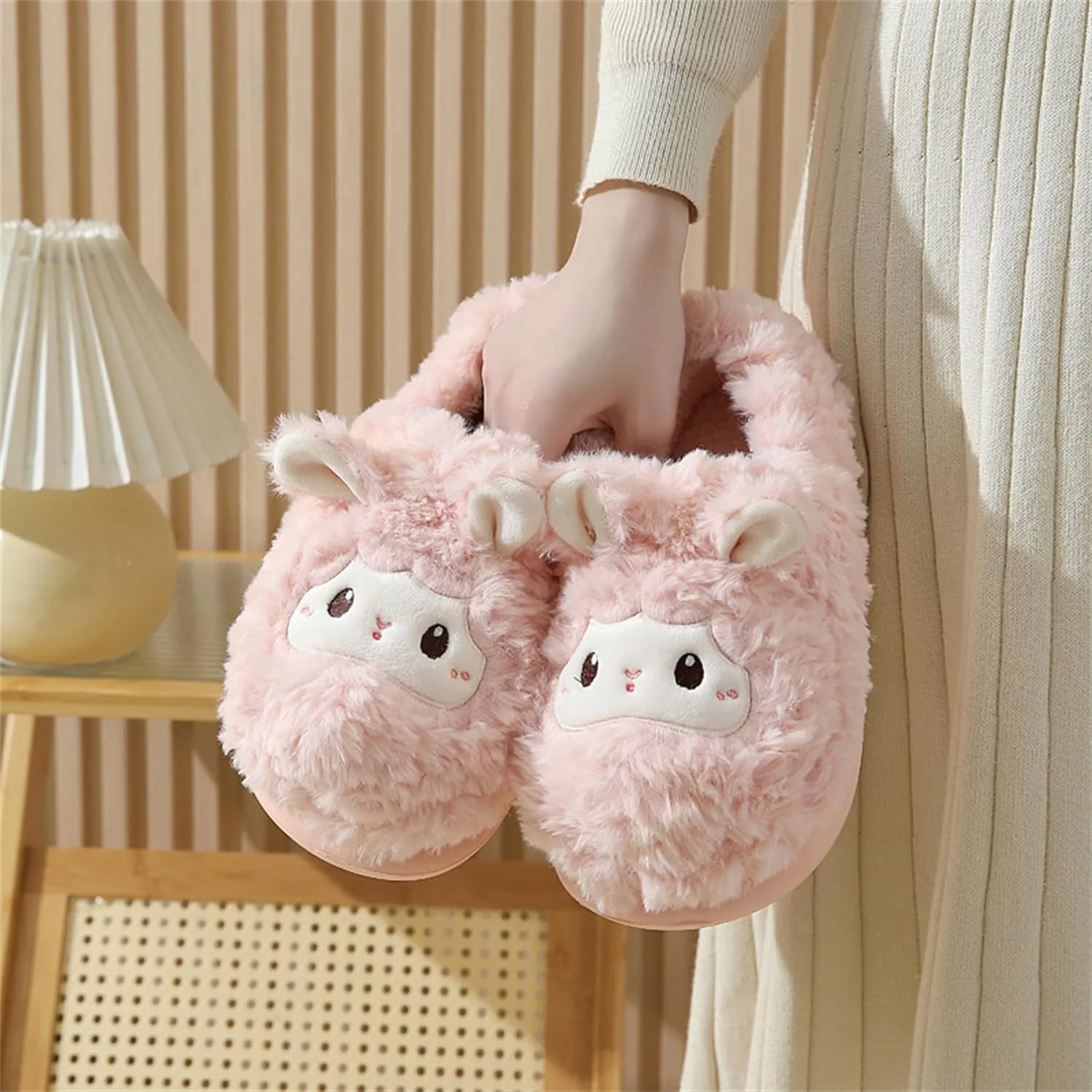 YILANLAN Animal Slippers for Women - Cute Sheep Cozy Winter Plush Soft Adult Home Cotton Slippers