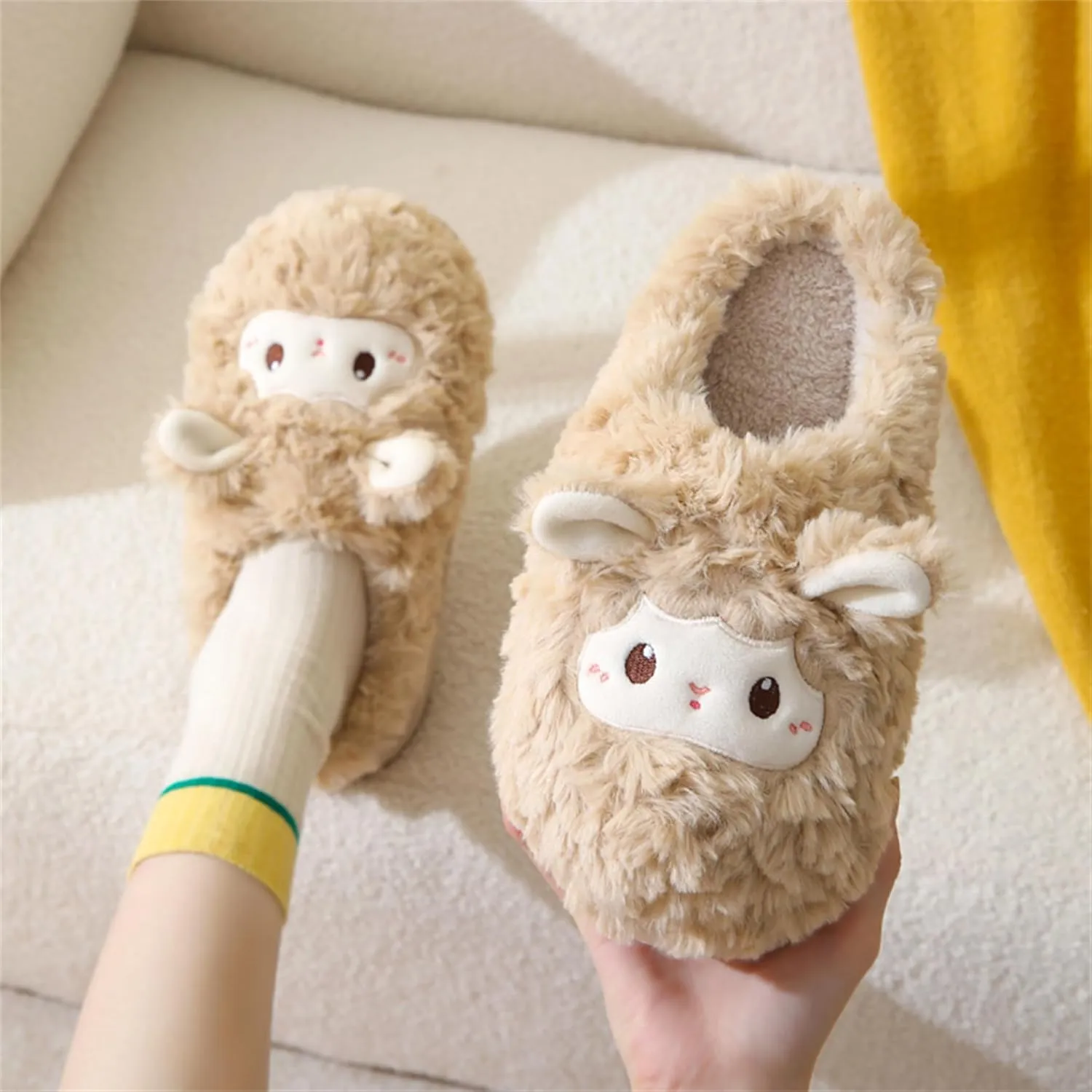 YILANLAN Animal Slippers for Women - Cute Sheep Cozy Winter Plush Soft Adult Home Cotton Slippers