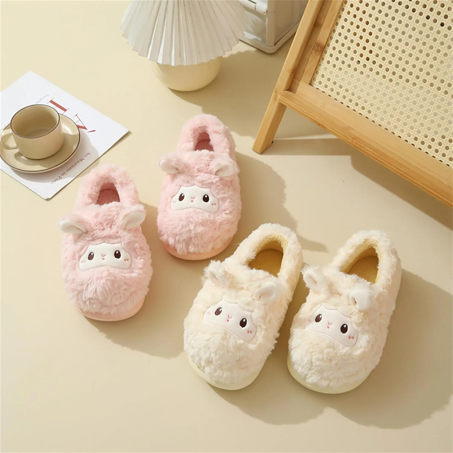 YILANLAN Animal Slippers for Women - Cute Sheep Cozy Winter Plush Soft Adult Home Cotton Slippers