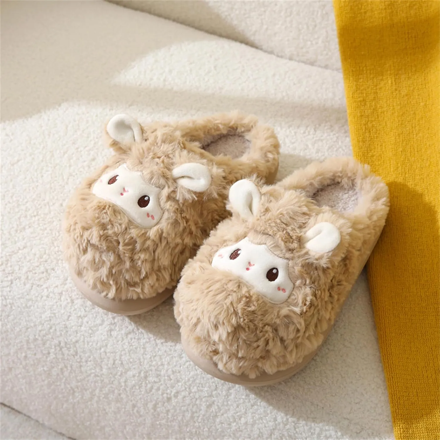 YILANLAN Animal Slippers for Women - Cute Sheep Cozy Winter Plush Soft Adult Home Cotton Slippers