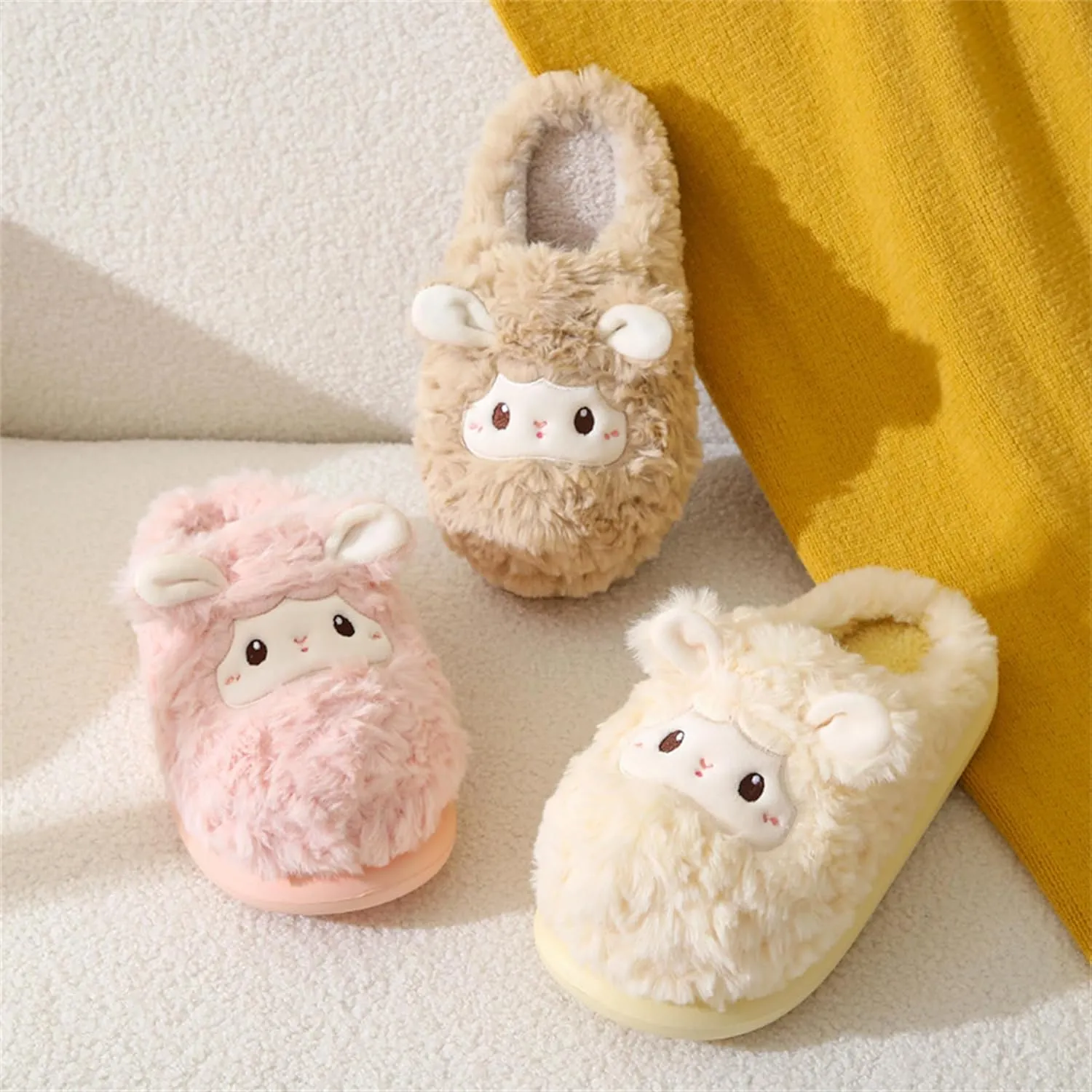 YILANLAN Animal Slippers for Women - Cute Sheep Cozy Winter Plush Soft Adult Home Cotton Slippers