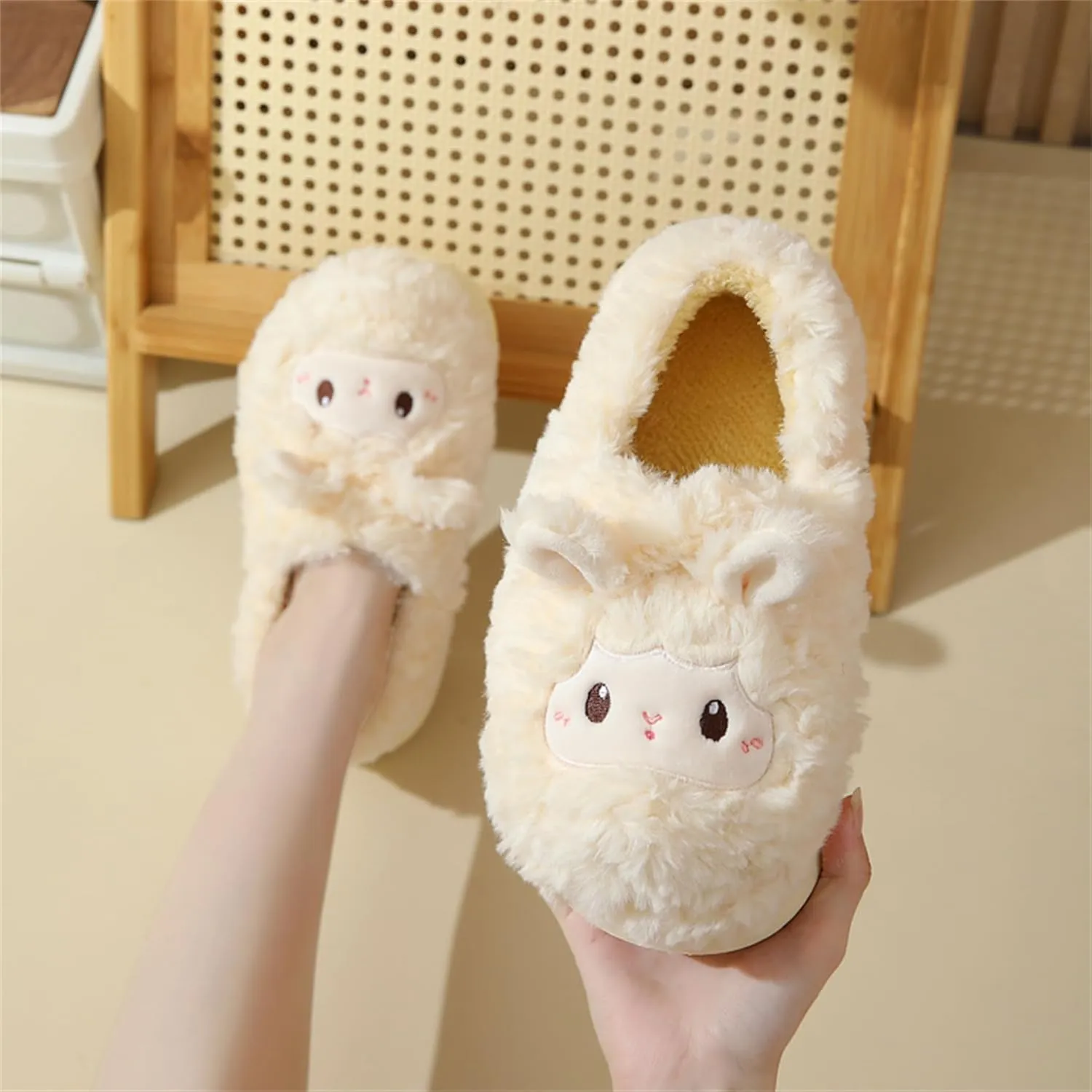 YILANLAN Animal Slippers for Women - Cute Sheep Cozy Winter Plush Soft Adult Home Cotton Slippers