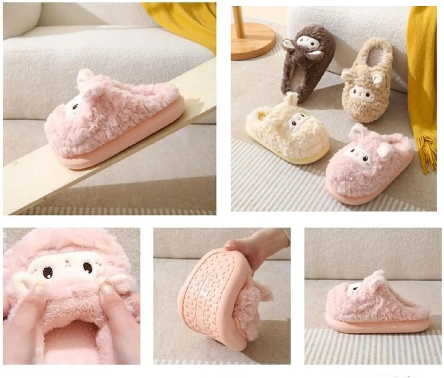 YILANLAN Animal Slippers for Women - Cute Sheep Cozy Winter Plush Soft Adult Home Cotton Slippers