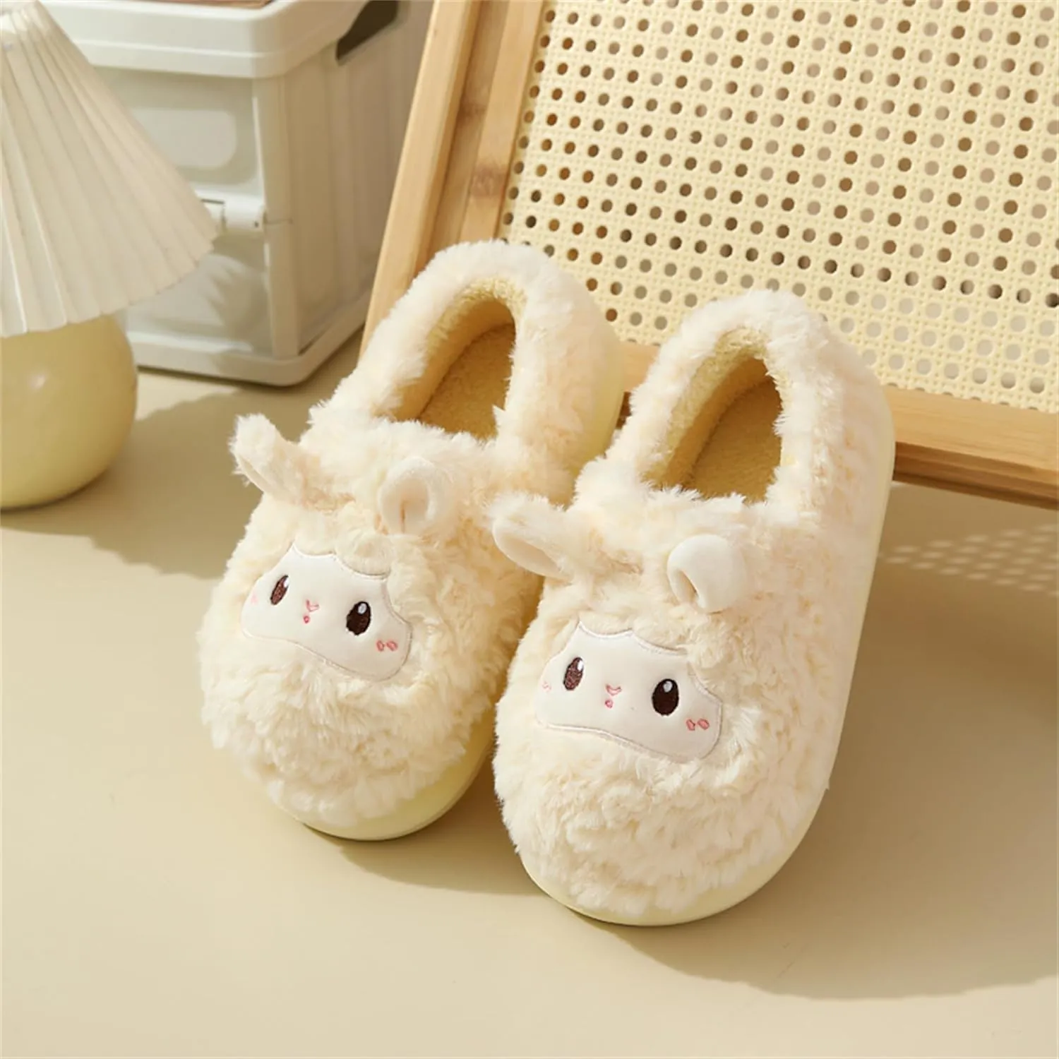 YILANLAN Animal Slippers for Women - Cute Sheep Cozy Winter Plush Soft Adult Home Cotton Slippers