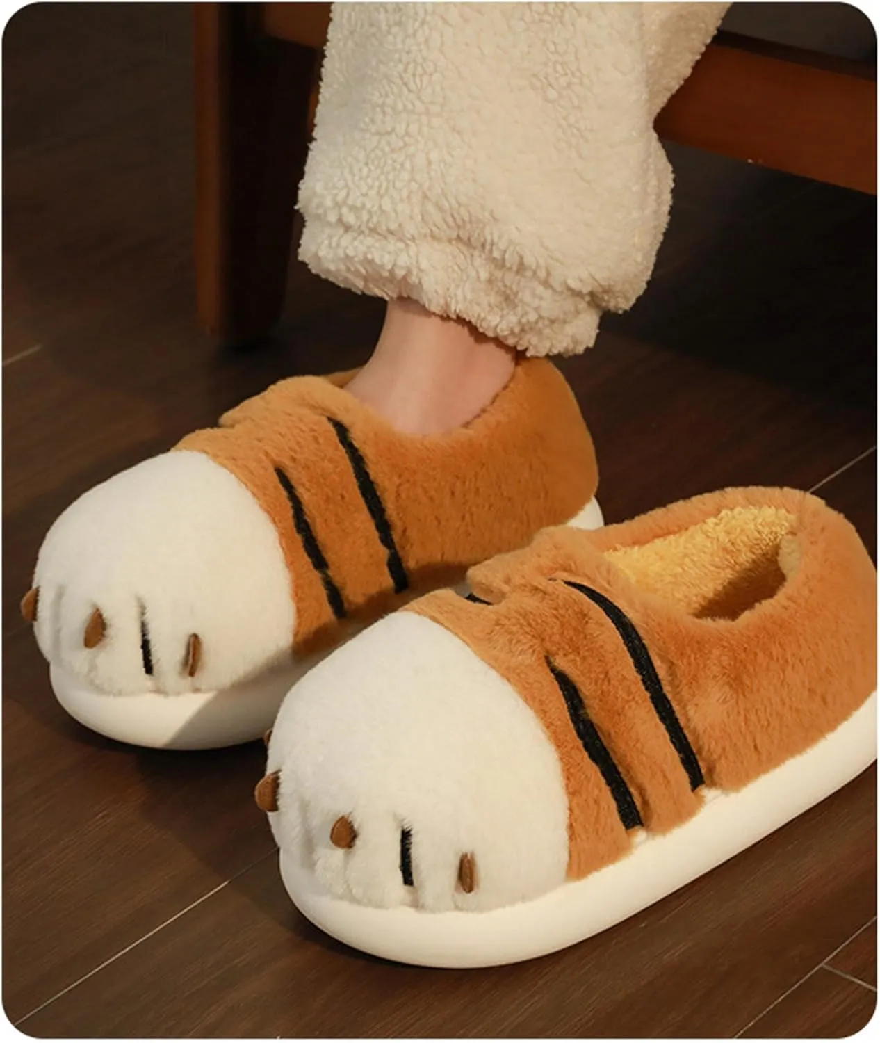 YILANLAN Women's Cute Pig Animal Cow Winter Warm Soft Plush Home Cotton Slippers