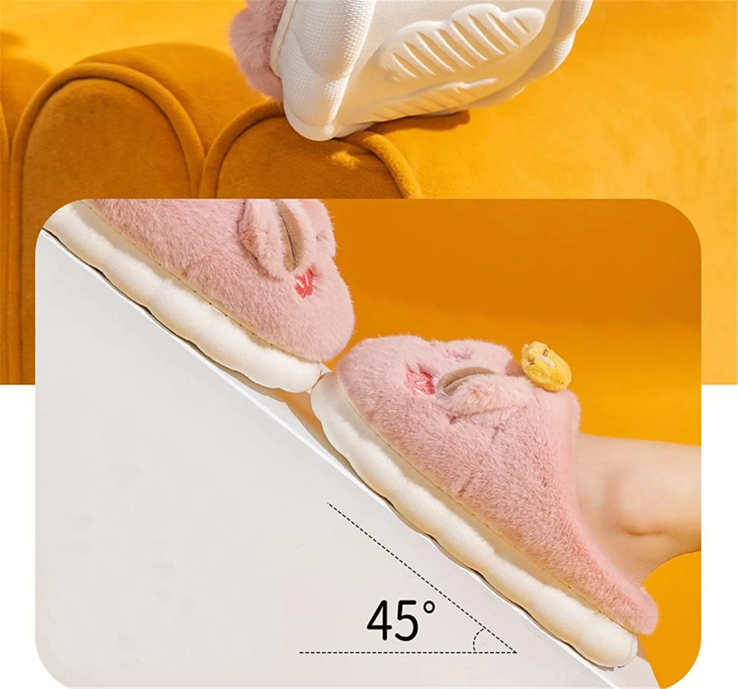 YILANLAN Women's Cute Pig Animal Cow Winter Warm Soft Plush Home Cotton Slippers