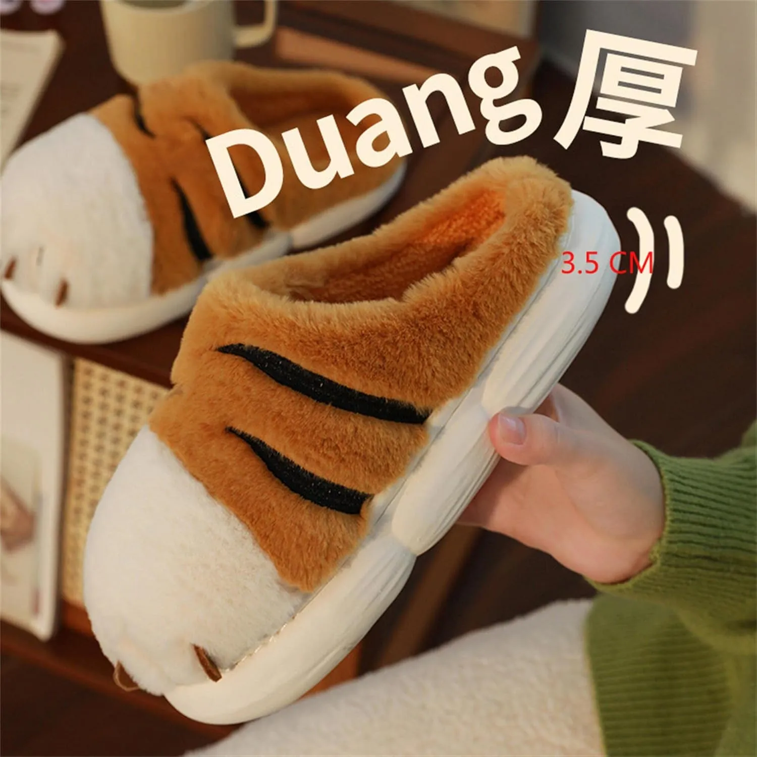 YILANLAN Women's Cute Pig Animal Cow Winter Warm Soft Plush Home Cotton Slippers