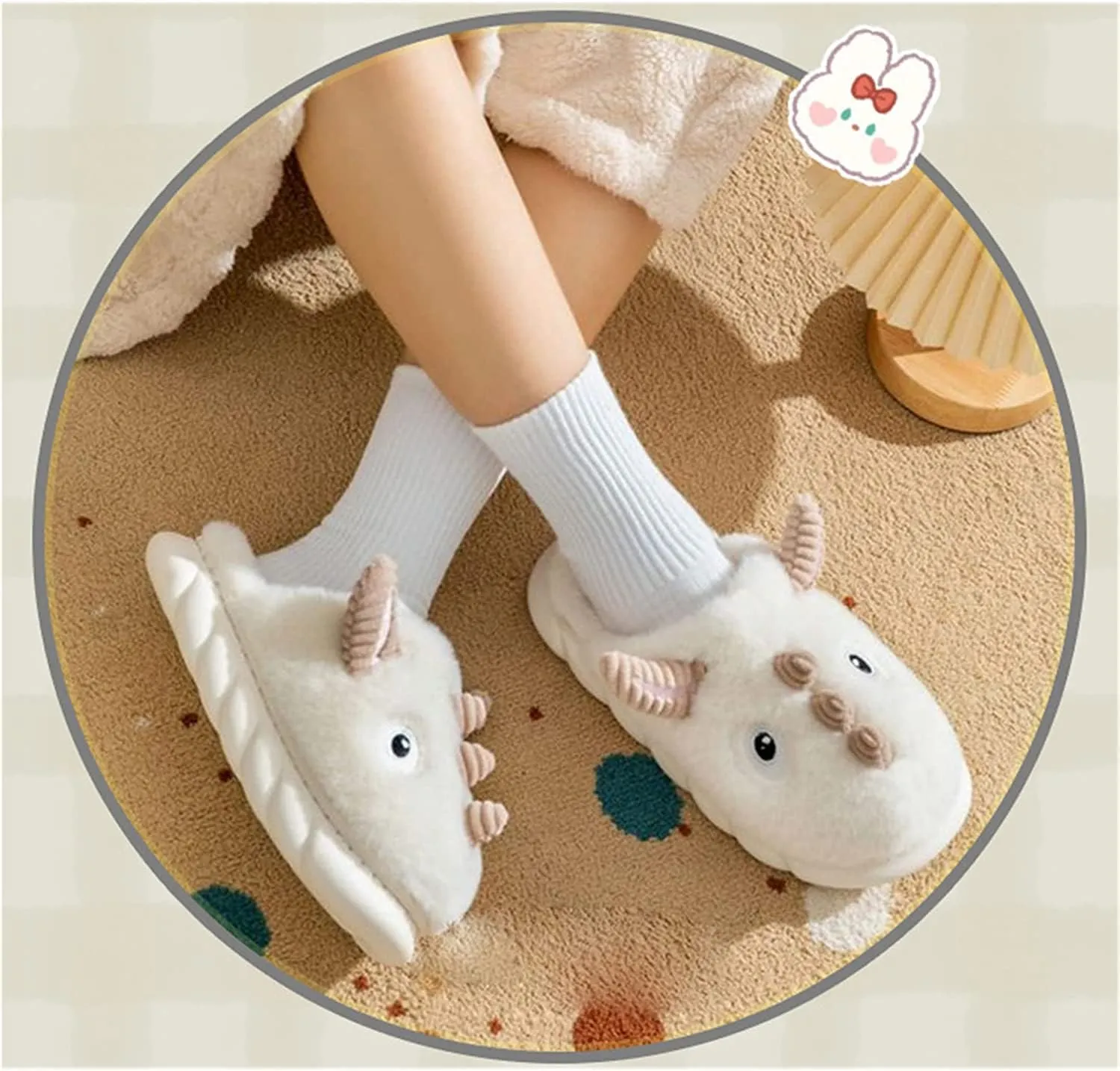YILANLAN Women's Cute Pig Animal Cow Winter Warm Soft Plush Home Cotton Slippers