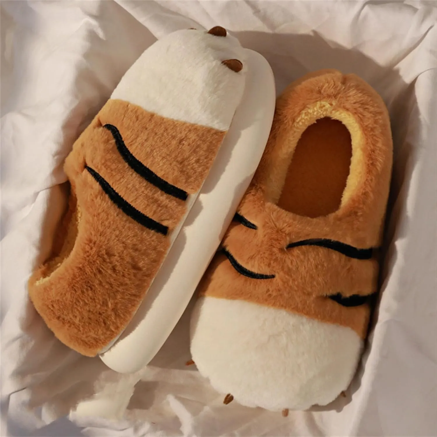 YILANLAN Women's Cute Pig Animal Cow Winter Warm Soft Plush Home Cotton Slippers
