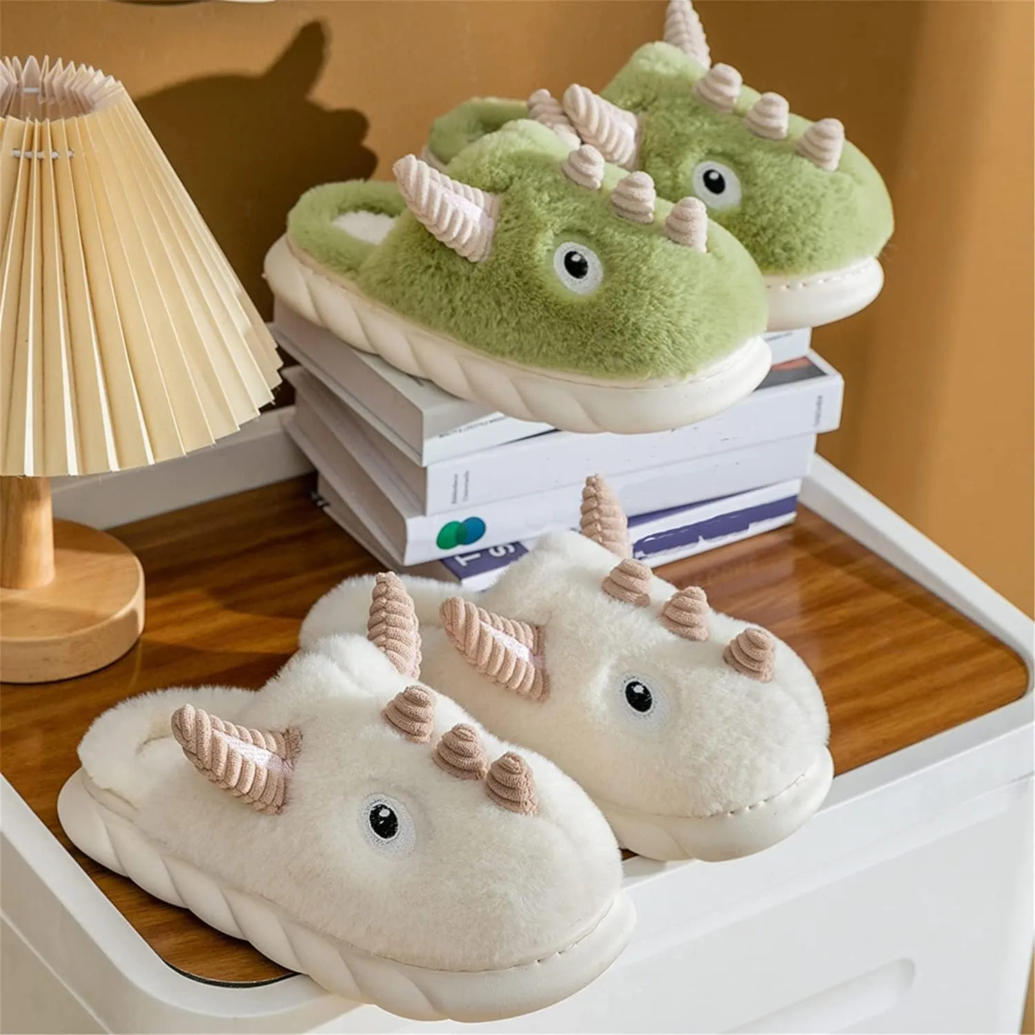 YILANLAN Women's Cute Pig Animal Cow Winter Warm Soft Plush Home Cotton Slippers