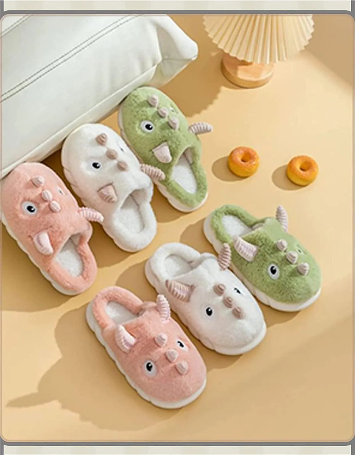 YILANLAN Women's Cute Pig Animal Cow Winter Warm Soft Plush Home Cotton Slippers